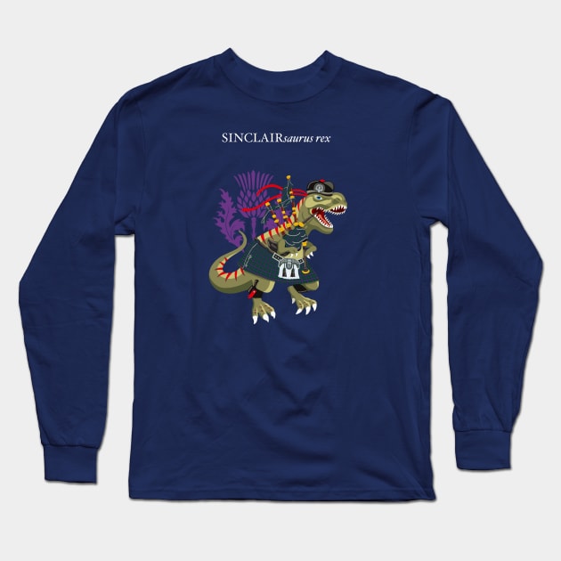 Clanosaurus Rex SINCLAINsaurus Rex clan Sinclair Family Tartan Long Sleeve T-Shirt by BullShirtCo